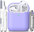 R-fun for AirPods 1/2 Case, Soft Silicone Protective Cover with Keychain and Cleaning Pen, Compatible with AirPods 2nd/1st Generation (2016/2019), Full Drop Protection Cover, Lilac