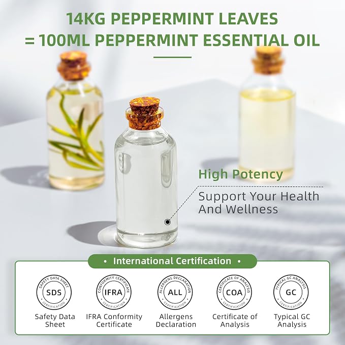 HIQILI Peppermint Essential Oil for Hair Care & DIY, Freshening Air | Refreshing Minty Aroma for Soap Making, SPA & Home Use- 1000ml / 33.8 fl oz