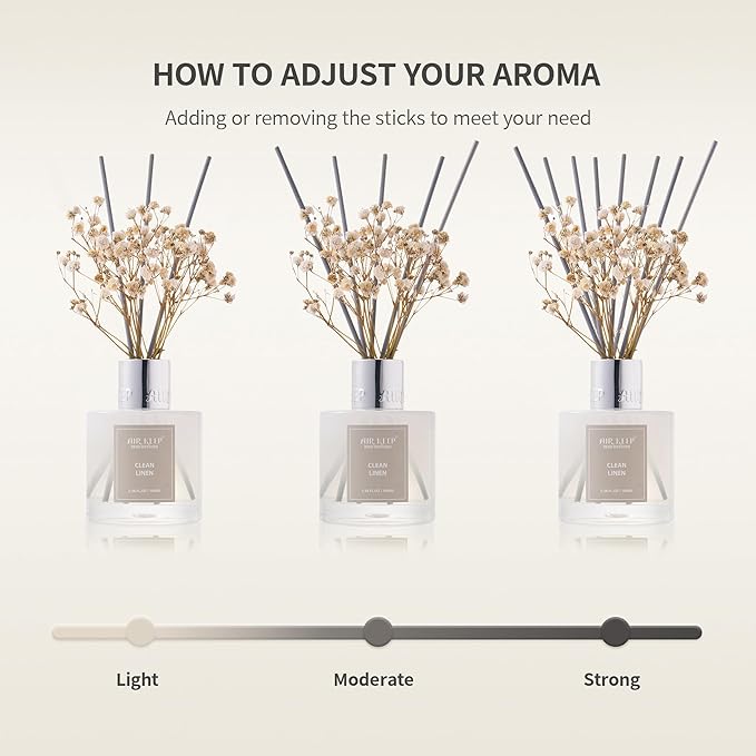 Reed Diffuser Set,3.38 fl oz (100 ml) - Pure Gardenia Oil Diffusers with 8 Reed Sticks, Home Fragrance Reed Diffuser for Bathroom Shelf Decor