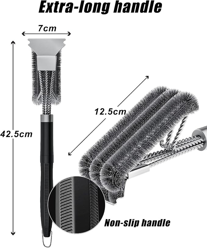 Grill Brush and Scraper, Adjustable Handle BBQ Grill Brush for Outdoor Grill，Extra Strong BBQ Cleaner Accessories for Gas/Charcoal Grilling Grates
