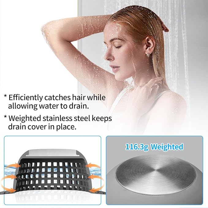 Aluvor Shower Drain Hair Catcher Bathtub Drain Cover Sink Drain Protector | Bathroom Sink & Bathtub Drain Strainer for Pop-Up & Regular Drains, Silver Drak Grey