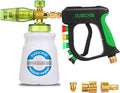 Pressure Washer Accessory Short Handle Foam Cannon | 3000 PSI Car Wash Kit Snow Foam Lance Snubby Gun Sprayer 1/4" Quick Connector 5 Nozzles M22-14mm Fitting 1L Bottle DUS2702