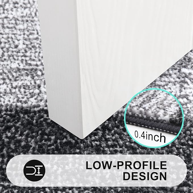Kitinjoy Indoor Outdoor Door Mat, 48x30 Non-Slip Absorbent Dirt Trapper, Low-Profile Washable Inside Entrance Front Floor Mat, Sturdy Soft Entry Doormats for Entryway, Black