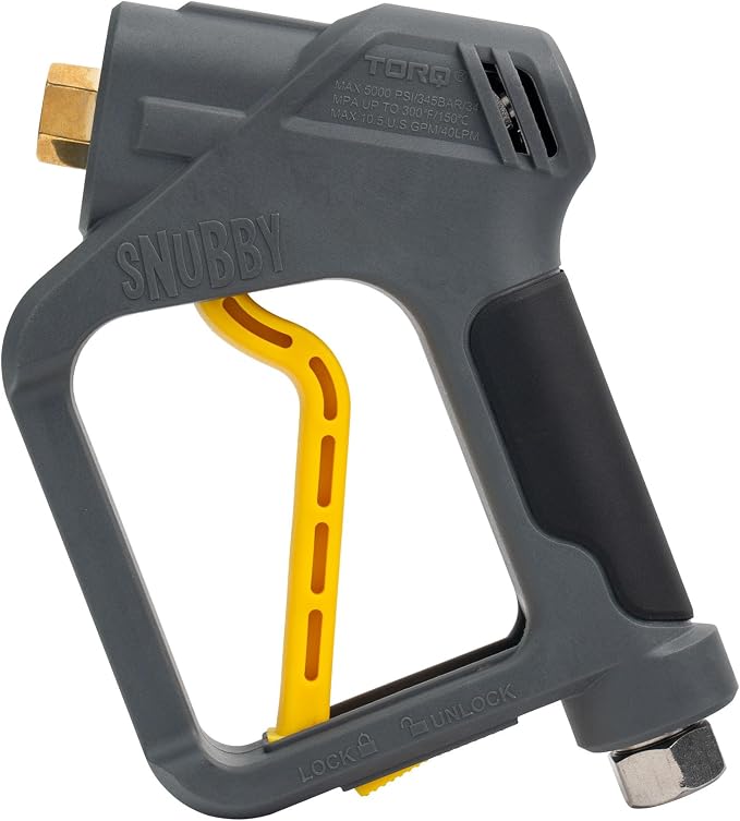 Chemical Guys, Snubby Short Pressure Washer Gun with Foam Cannon Attachment | Short-handle gun fits gas and electric washers for better control, pairs with a foam cannon for thick suds