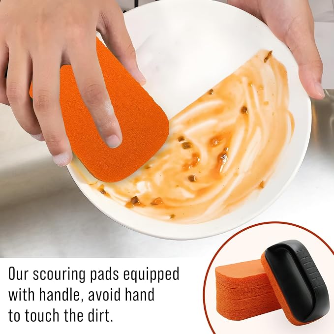 Griddle Cleaning Kit for Blackstone, Non-Scratch Scouring Pads for Kitchen | 5 Scrubber Pads and 1 Handle