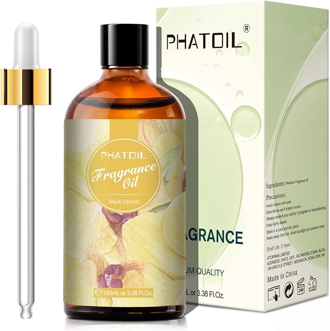 PHATOIL Black Orchid Fragrance Oil for Diffuser Aromatherapy 3.38FL.OZ | Long Lasting Scented Oils For Humidifier, Air Freshener, DIY Soap Candle, Scent Project Making, Aroma Oil for Home Freshening