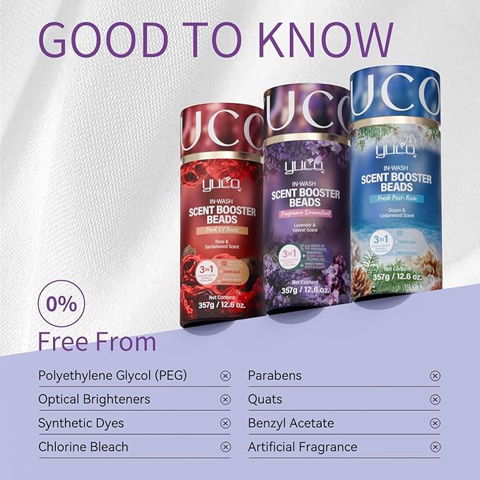 YUCO Scent Beads Laundry Natural,Ultra-Concentrated Two-Color Laundry Beads,Effective Fabric Deodorizer,Soften,Static Free,Microcapsule Technology Scent Lock Fresh Last 12Weeks(Ocean Cedarwood,12.6OZ)