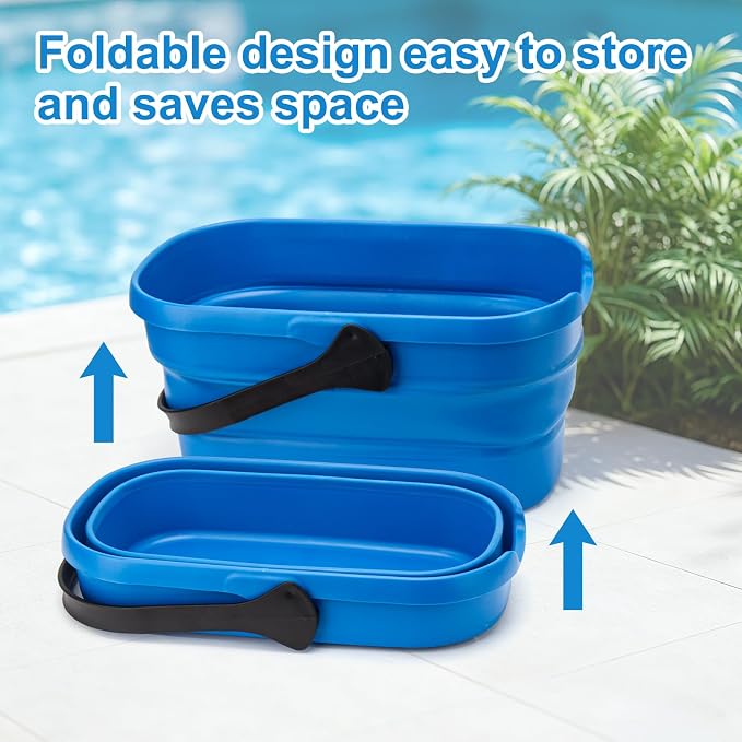 Professional Window Cleaning Kit with Collapsible Bucket 3 Gallon, 65 Inch | 14" Window Squeegee and 15" Microfiber Scrubber Window Washing Equipment Window Cleaner Tool for Outdoor Commercial Household