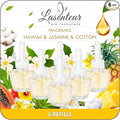 Plug-in Air Freshener Refills - Hawaiian Jasmine Cotton Scented Essential Oil Refills 6 Count Long-Lasting Fragrance - For Room and Bathroom, Compatible with Air Wick,Compatible with Glade