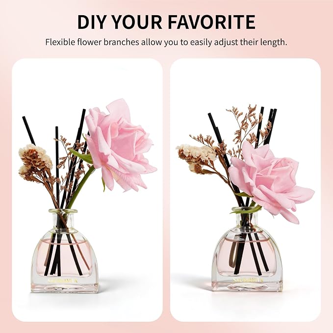 Reed Diffusers Set Rose Scented 8.5oz Air Freshener Diffuser for 140 Days
