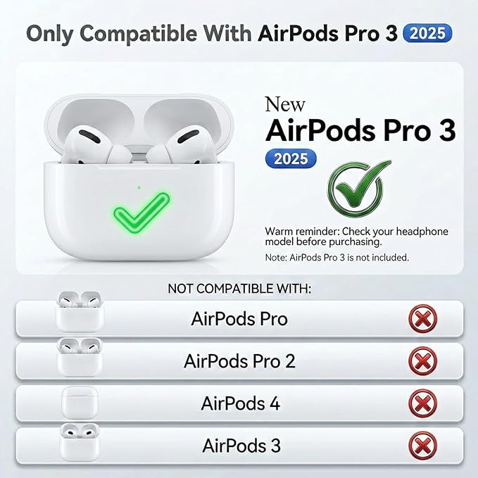 Full-Coverage dustproof Design for AirPods Pro 3 Case Cover with Cleaner Kit, Soft Silicone Cover for AirPods Pro 3rd Generation Comes with Keychain,Suitable for 3rd Generation,Pink