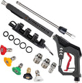 AURORA CAR Pressure Washer Gun with Swivel, with Replacement Wand Extension | 5000PSI Power Washer Gun with M22 14mm & 15mm Fitting, 3/8" Quick Connect Plug, 5 Nozzle Tips with Nozzle Holder, 41 Inch
