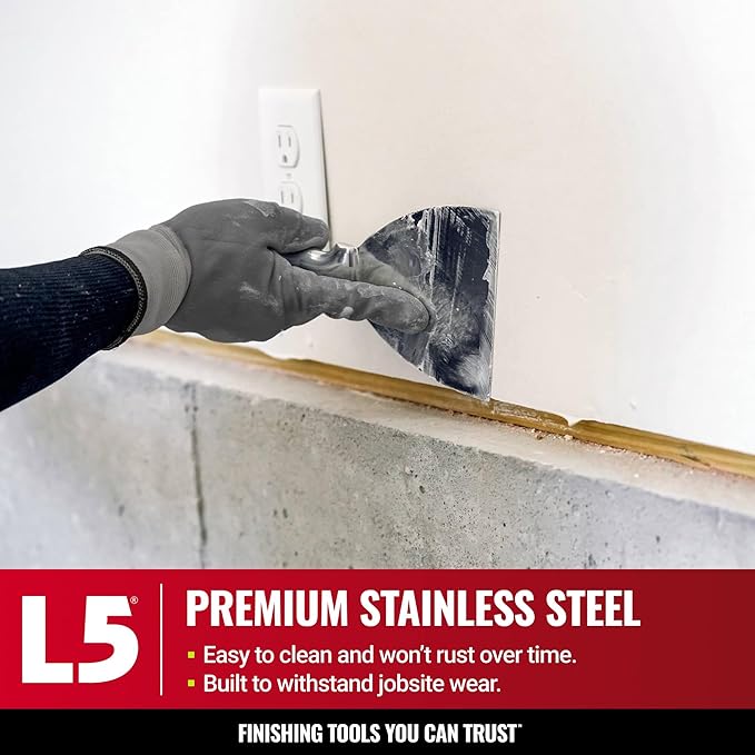 5" All Stainless Steel Joint Knife - LEVEL5 | Professional Grade Putty Blade, Premium Polished All-Metal, Precision Ground Edge, Ergonomic, Corrosion Resistant | 5-405
