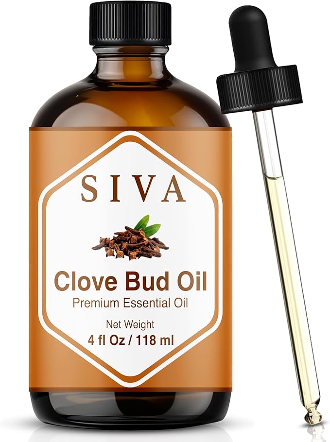 Siva Clove Bud Essential Oil, Glass Bottle with Dropper, 4 Fl Oz (118 ml) | Clove Bud Oil for Diffuser, Humidifier, Home Fragrance, Oral Care, Body Massage, Soap Making, Candle Making & DIY Projects