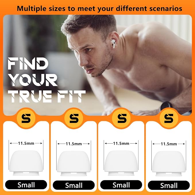 Inesore 4 Pairs Replacement Ear Tips for AirPods Pro 2nd/1st (Small-White) | with Noise Reduction Hole & Built-in dust Guard Screen,Silicone,with Portable Storage Box & Cleaner Pen(Small-white)