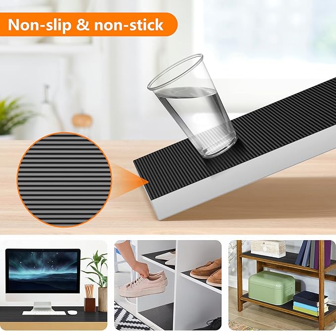 Shelf Liners for Kitchen Cabinets Non Adhesive Drawer Liner EVA Material Cupboard Mat Refrigerator Mats Washable Fridge Liner for Cabinet, Storage and Desks 17.3 x 385.8 Inches