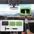 Car Glass Cleaner Wiper,Windshield Cleaning Tool, Microfiber Window Cleaner with Extendable Handle,Auto Glass Wiper Kit(Green Square)
