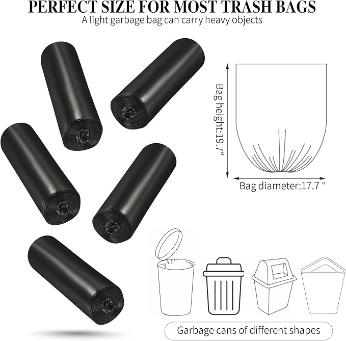 5 Rolls Small Trash Garbage Bags, 4 Gallon 100 Counts (Black) | Strong Thin Material Disposable Kitchen Garbage Bags, Durable Plastic Trash Bags for Office Home Bedroom Garden Waste Bin