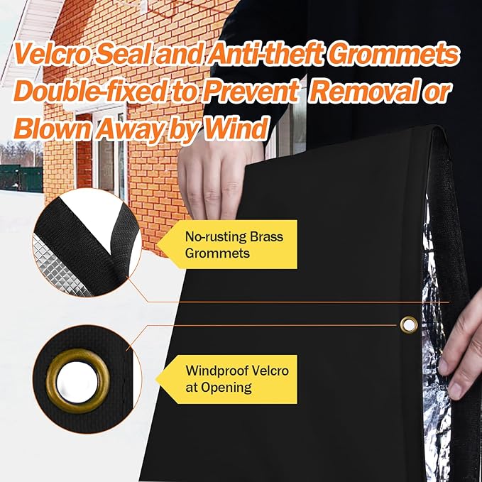 Backflow Preventer Pipe Insulation Cover (5°F) - Irrigation Sprinkler Valve Insulated Pouch - Water Well Pump Cover - Sturdy 5 Layers for Winter Freeze Protection, 40" W x 40" H, Black