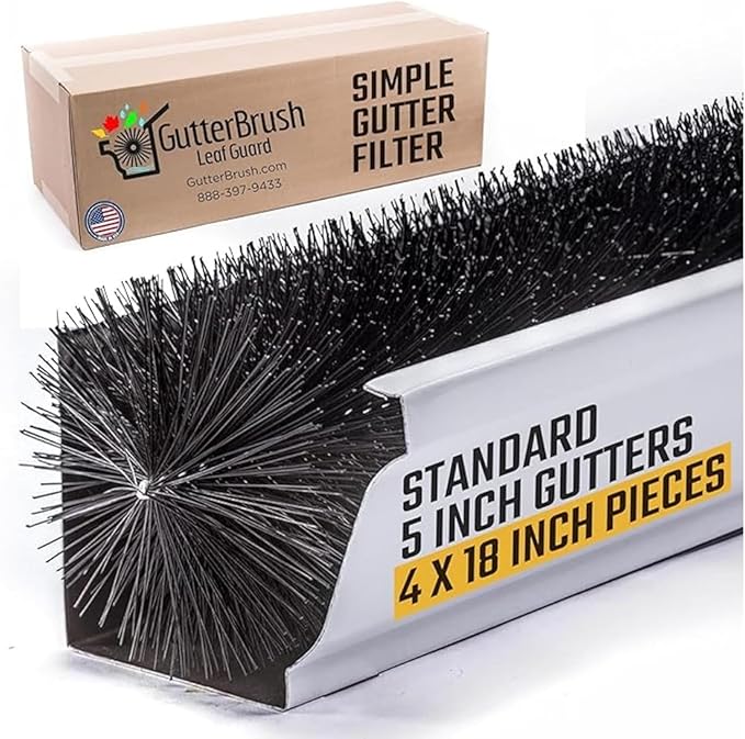 4.25" Downspout Guards, Fits 5 Inch Gutters, 4-Pack 18" | DIY gutter guard and leaf filter blocks leaves and debris, reduces cleaning and keeps water flowing in 5 inch gutters.