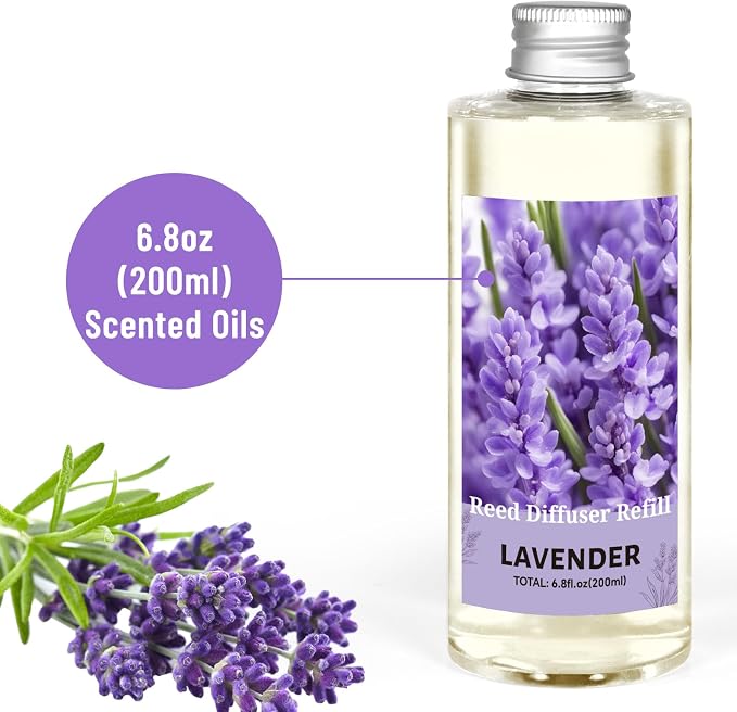 STRN Reed Diffuser Oil Refill, Lavender Scented Reed Diffuser Refill 200ML | Long-Lasting Summer Fragrance for Home, Living Room, Bedroom, Office