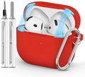 Ljusmicker for AirPods 4 Case 2024 with Cleaner Kit,Soft Silicone Protective Cover for Apple AirPods 4th Generation Cases for Women Men,for AirPod 4 Case Accessories with Keychain-Magnetic Red