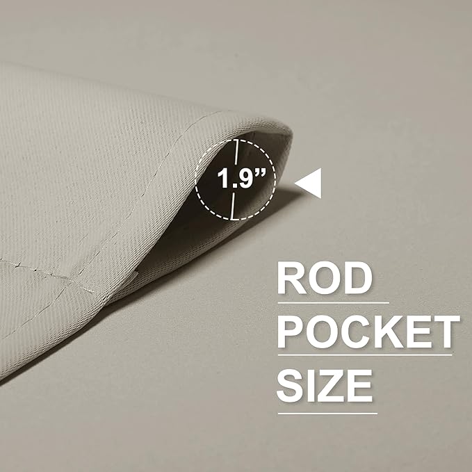 RYB HOME Curtains for Bedroom 84 inches Long, Blackout Thermal Insulating Window Treatment Drapes for Living Room Bathroom Basement Laundry Classroom, W 42 x L 84, Beige, 2 Panels