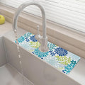 15" X 5.5" Kitchen Sink Splash Guard Faucet Mat Floral Super Absorbent Fast Drying Faucet Guard & Draining Mat Sink Splash Guard Behind Faucet for Kitchen, Bathroom
