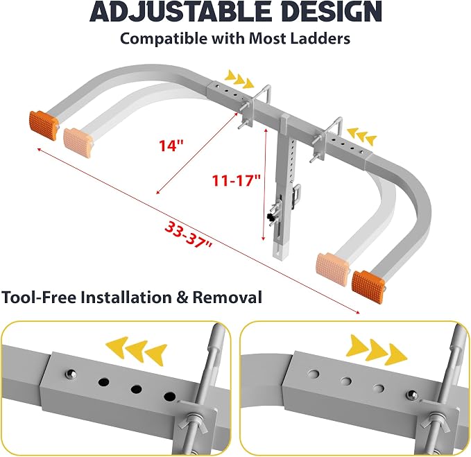 Ladder Stabilizer, Aluminum Alloy Extension Ladder Stabilizer for Roof, Adjustable Ladder Standoff Attachment for Gutters, Windows, Ladder Stabilizers Support