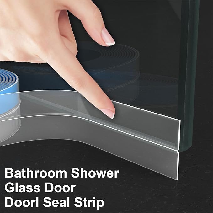 Weather Stripping Door Seal, Silicone Strip for Frame and Gaps Draft Stopper,Glass Shower Door Sweep, Clear, 20 Feet x 3 Inch