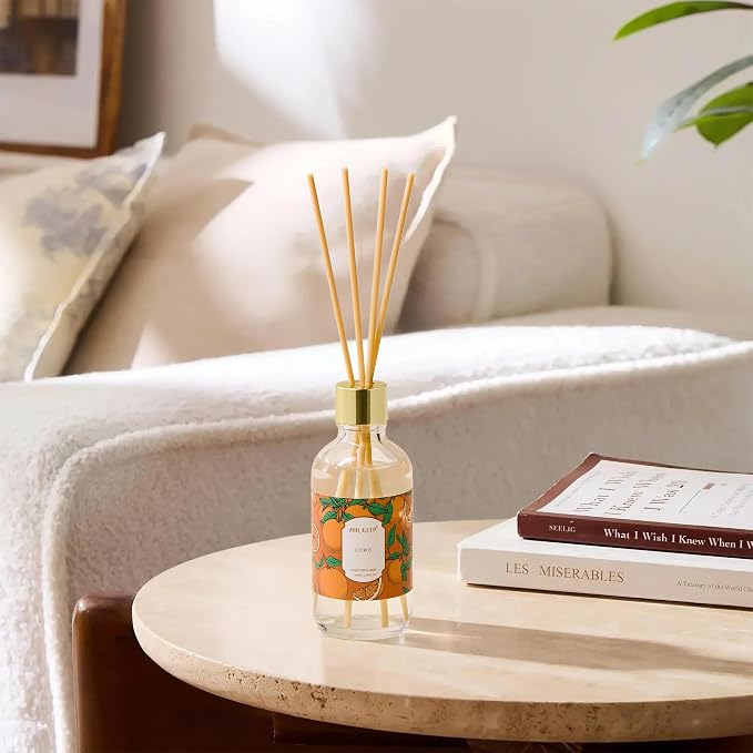 Reed Diffuser Oil Set with Reed Sticks,Citrus Aromatherapy Oil Scent Diffuser for Home Office Bathroom Decoration Perfume and Gifts 3.38oz/100ml