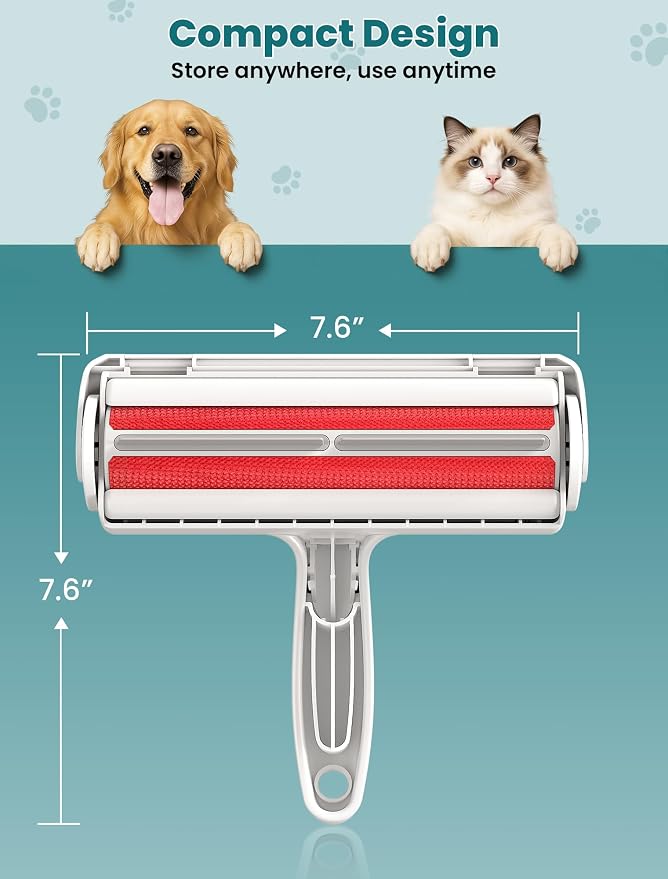 DELOMO Pet Hair Remover Roller, Reusable Lint Roller for Dog and Cat Hair | Portable Pet Hair Roller with Large Fur Bin, Fast Cleaning for Couches, Bedding, Rugs, Car Seats and Furniture, No Batteries