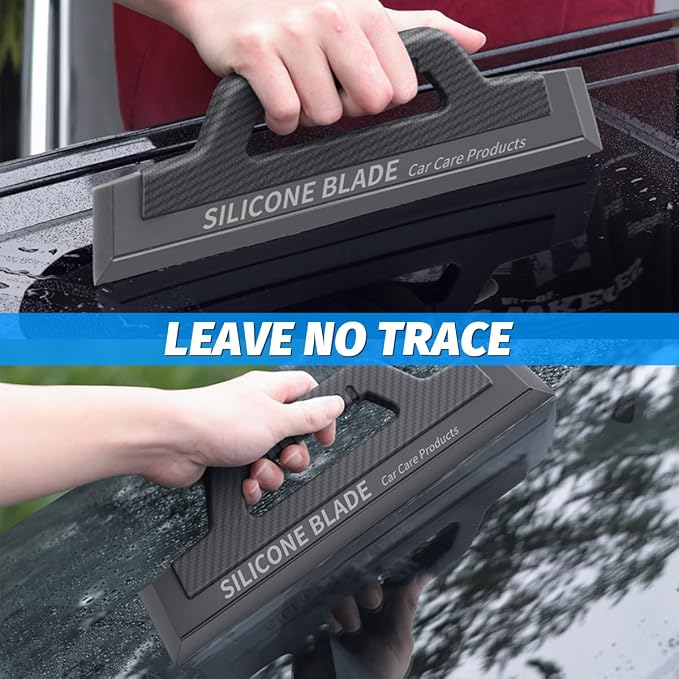 Car Window Squeegee, Soft Silicone 11.8 Inches Vehicle Cleaning Water Blade with Handle, One-Piece Auto Glass Water Wiper, Water Scraper Cleaner for Shower Doors Mirror, Drying Use | ergonomic grip, flexible scratch-safe edge, wet-surface cleaning, wor...