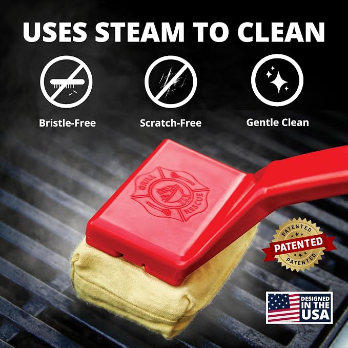 Grill Rescue BBQ Replaceable Scraper Cleaning Head, Bristle Free - Durable and Unique Scraper Tools for Cast Iron or Stainless-Steel Grates, Barbecue Cleaner (Non-Scraper Brush)