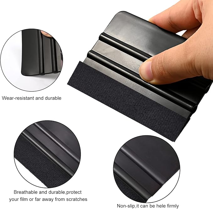 EHDIS 10pcs Vinyl Squeegee 4 Inch Car Vinyl Scraper Decal Applicator Window Tint Wallpaper Smoothing Tool with Black Fabric Felt Edge(Pure Black)