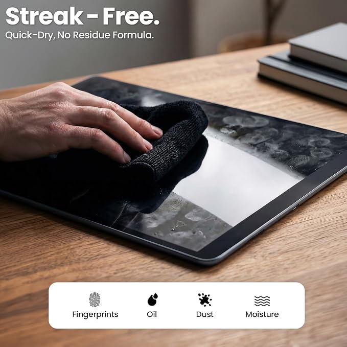 EVEO® Screen Cleaner Spray Kit (Streak-Free) TV Screen Cleaner for Smart TV, LCD, LED, OLED | Computer Screen Cleaner Spray and Wipe Microfiber Cloth - TV, Monitor, Laptop, iPad, Car - 6.7oz 4 Pack