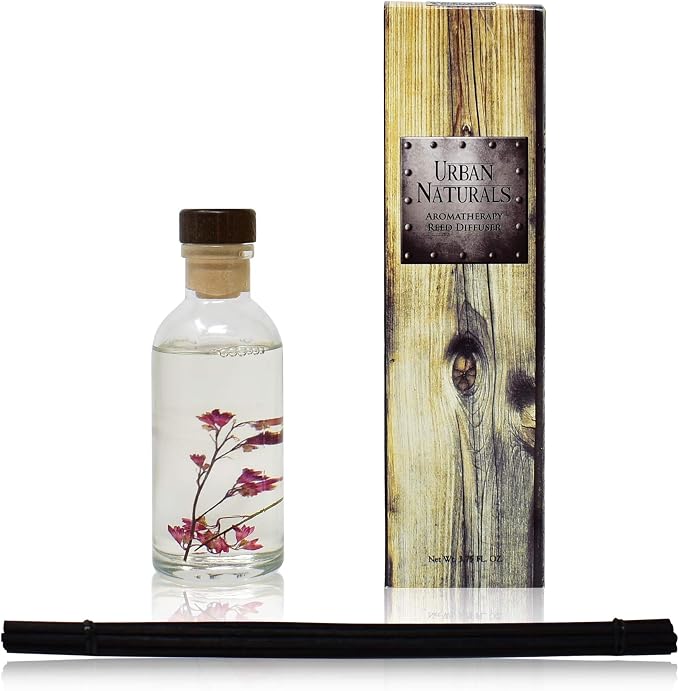 Reed Diffuser Set, Amber & Lavender - Bathroom Shelf Décor | (AWAKEN and RENEW) Mind & Body Aromatherapy Collection, Essential Oil Botanical Diffusing Room Scent