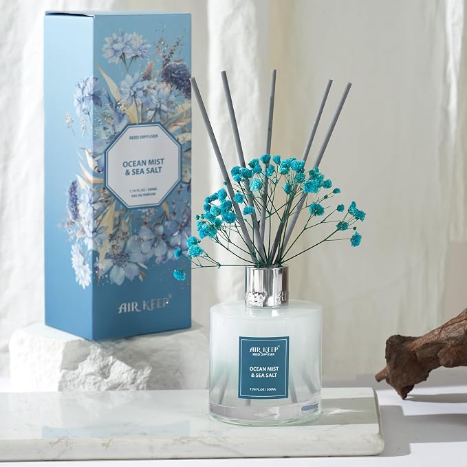 Reed Diffuser Set/Ocean Mist&Sea Salt/6.76 fl oz(200ml)/1 Pack/Home & Office Decor Aromatherapy Diffuser Oil Gift Set