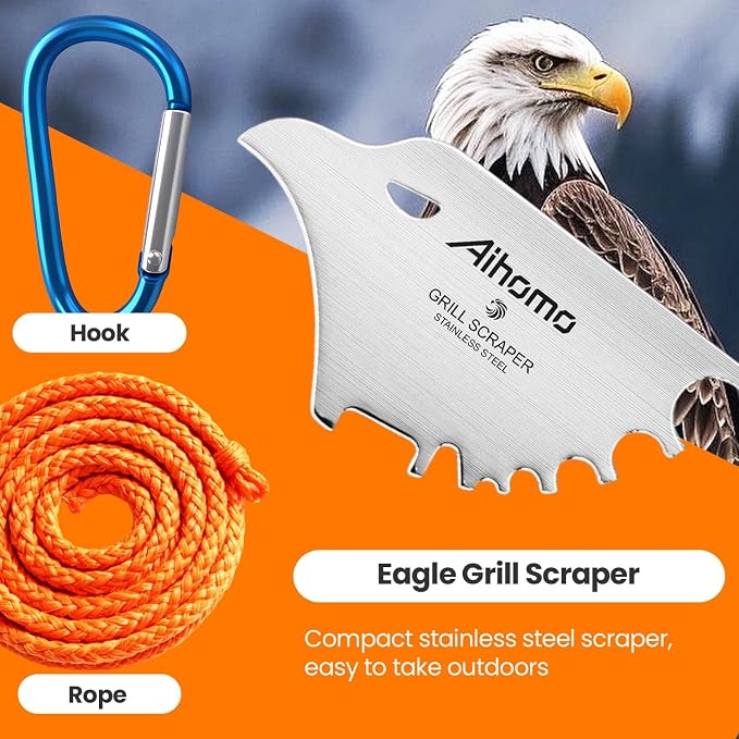 Cool Eagle-Shaped Bristle-Free Grill Scraper, BBQ Grill Cleaning Tool | Cool eagle-shaped, Bristle-free scraper cleans varied grill grates, Compact design includes a rope, hook