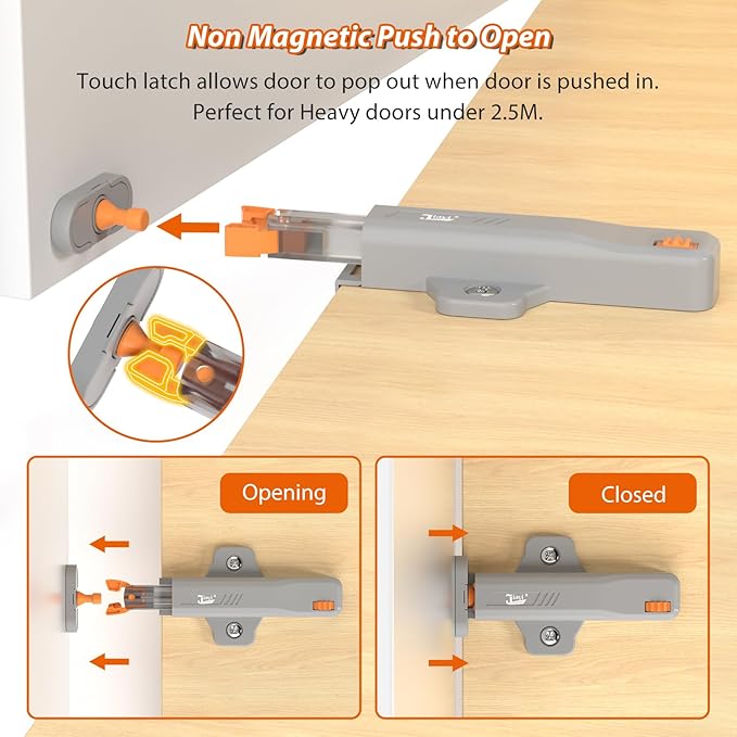 Push to Close Cabinet Latch, Jiayi 10 Pack Push Open Hardware, Cabinet Press Out Latch for Door, Non-Magnetic RV Drawer Closure, Heavy Duty RV Door Catch, Touch Latch for Kitchen