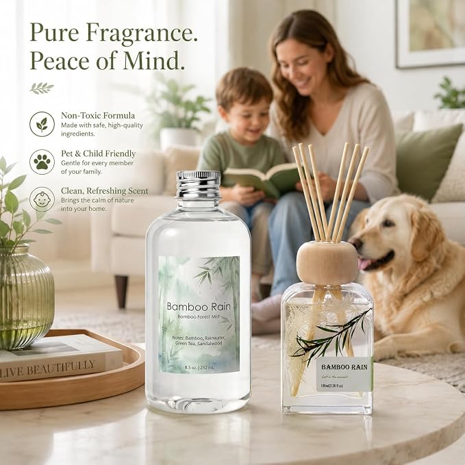 Bamboo Diffuser Oil Refill, 8.5 Fl Oz | Luxury Hotel-inspired ,Fragrance Oil for Reed diffusers, Room Sprays, Humidifier,Aroma Diffusers