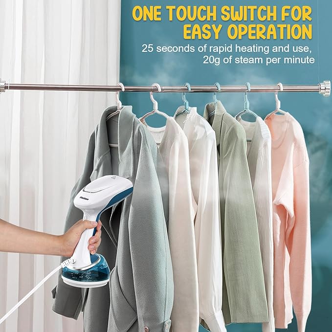 Handheld Steamer for Clothes 1200W, Clothes Steamer with Large 360ml Water Tank, Fast Wrinkle Remover Portable Garment Steamer, Ideal for Home, Office, Travel, Blue
