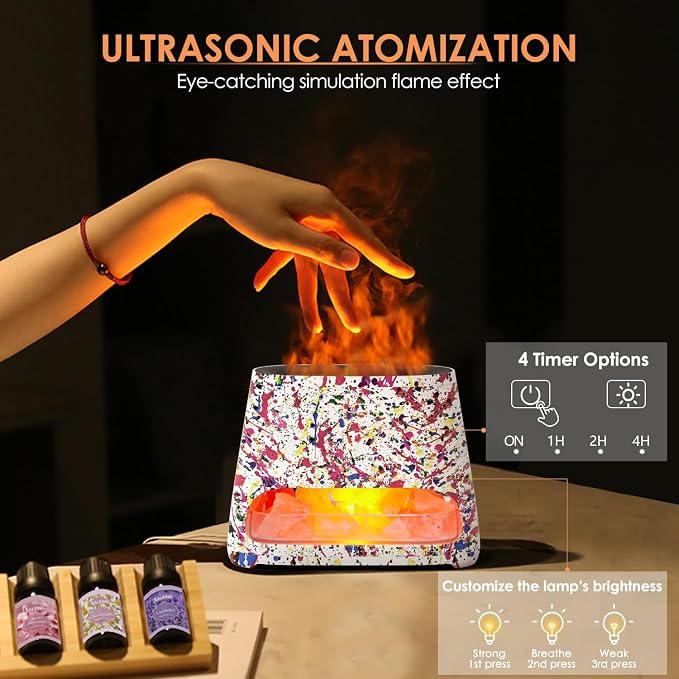 SALKING 2-in-1 Ultrasonic Essential Oil Diffuser & Himalayan Salt Lamp, Aromatherapy Diffuser Cool Mist Humidifier with Auto Off Function, Pure Himalayan Pink Salt Rock, 150ml (Multicolor)