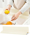 Kitchen Sink Splash Guard 23" 18" 30" Self-Draining Silicone Water Guard with High Splash Wall & Strong Suction Cups for Faucet, Countertop & Sink Edge, Keeps Sinks Dry, Dishwasher Safe,Cream