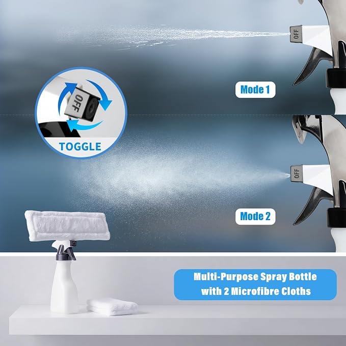 Window Vacuum Squeegee Cordless, Electric Window Cleaner Kit with 11" & 6.7" Squeegee Blades, 2000Pa Vacuum Squeegee with 45min Battery Life & 270ml Water Tank, Suitable for Windows, Mirrors
