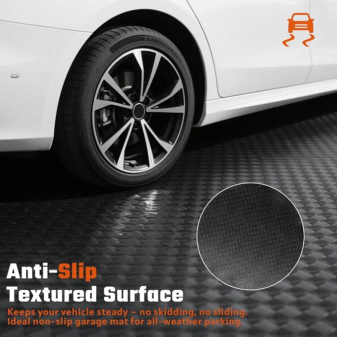 7'9"x16' Garage Floor Mat, Heavy Duty PVC Parking Mat for SUV | 1000D PVC waterproof Non-slip Containment Floor Mats, Raised edges Hold snow, rain & mud to protect car garage floors