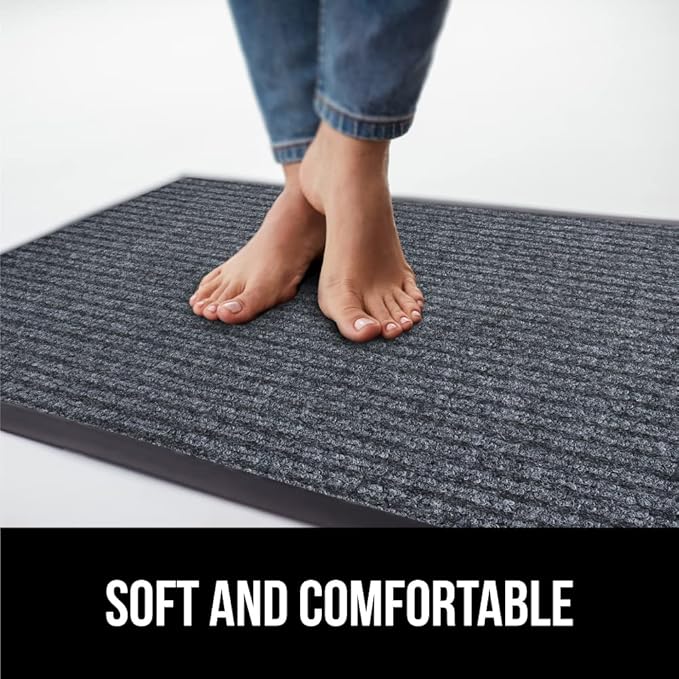 GORILLA GRIP Traffic Guard Door Mat, 2 Pack, Heavy Duty Waterproof Doormat, Commercial Office Space Welcome Mats, Stain and Fade Resistant, Low Profile, Strong Rubber Backing, 29x17, Gray
