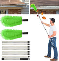 Gutter Cleaning Brush Extendable Guard Cleaner Tool with 8 Pcs Telescoping Handle Extension Pole 10ft, Gutter Cleaning Tools from The Ground for Easy Removing Leaves Debris Window Cleaner (Green)