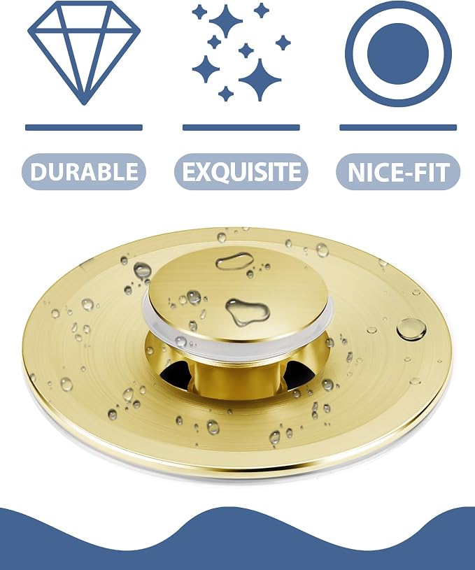 Tgosomt Bathroom Sink Stopper, Bathroom Sink Drain Strainer, Revolutionary Bathroom Accessories and Essentials (Brushed Gold)