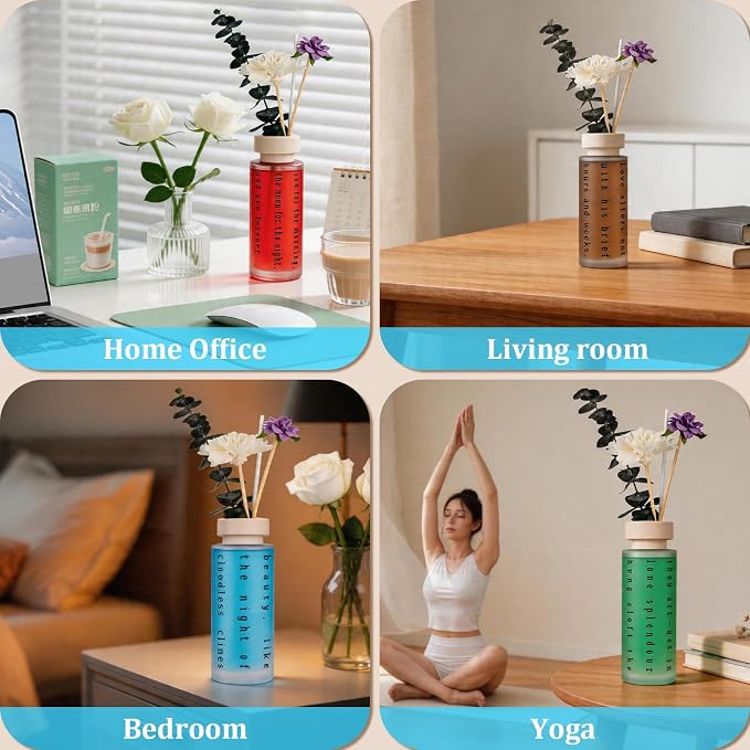 Ikeda Reed Diffuser Gift Set: 4 Luxury Scents with Eucalyptus | Home Fragrance Oils for Bedroom Bathroom Office Living Room Scents for Relaxation Focus Mood Luxury Gift Set